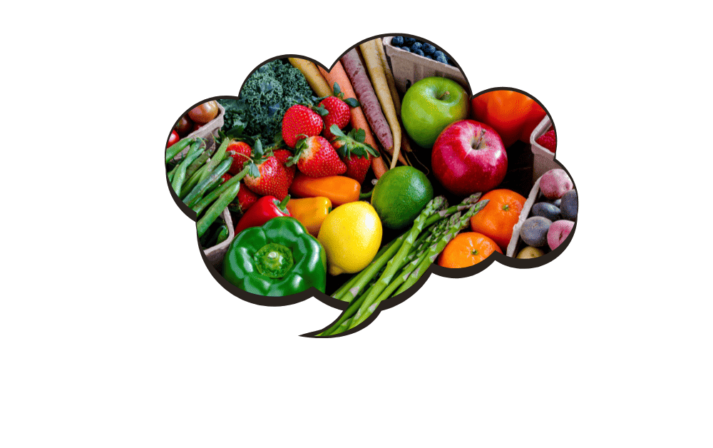 Fruits and vegetables as a thought for a healthy habit.